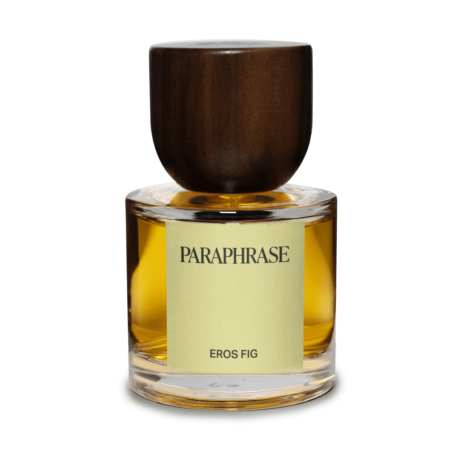 Paraphrase Eros Fig amber liquid perfume bottle white background