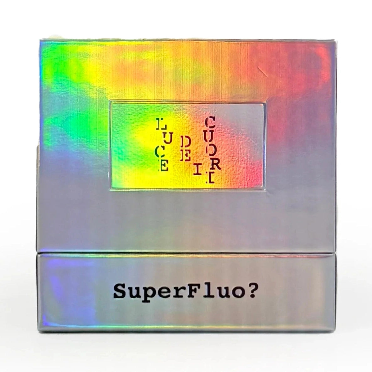 Filippo Sorcinelli Luce Dei Cuori luxury fragrance set featuring shifting holographic packaging