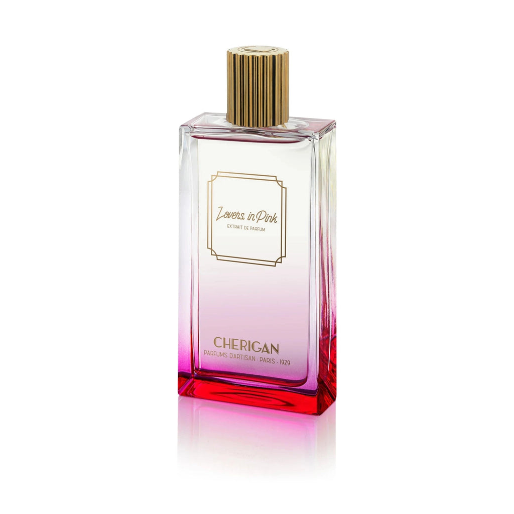 Cherigan Lovers in Pink extrait de parfum bottle with pink gradient glass and gold cap