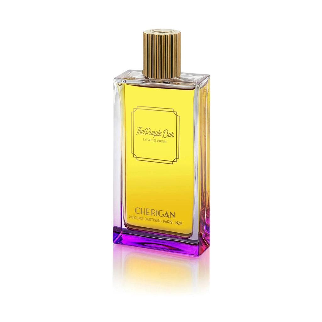 Cherigan The Purple Bar Extrait de Parfum glass bottle with golden liquid and ribbed cap