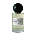 Chapel Factory Holy Stick Eau de Parfum in pale yellow glass bottle with black cap and silver label