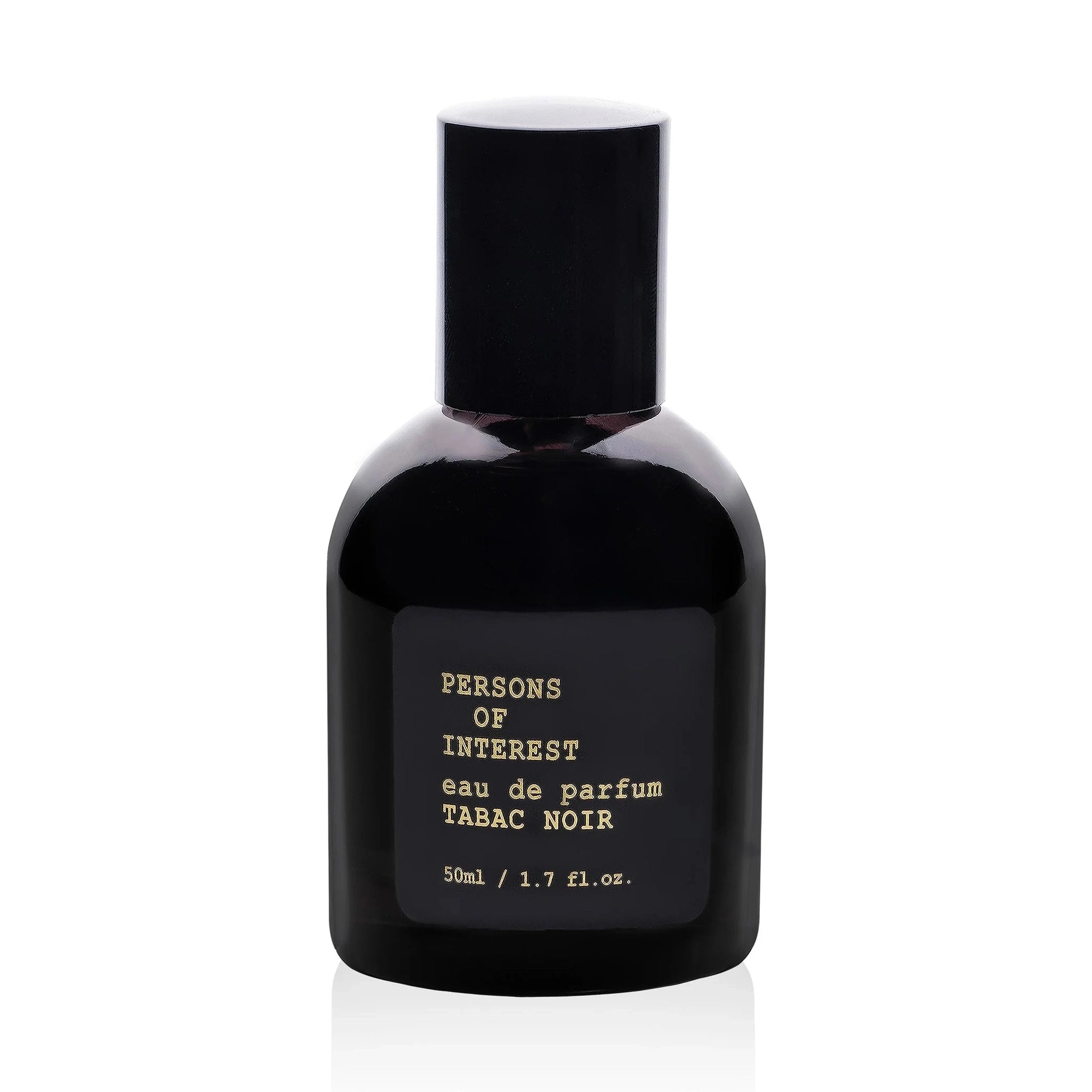 Persons of Interest Tabac Noir Eau de Parfum in black glass bottle with gold label