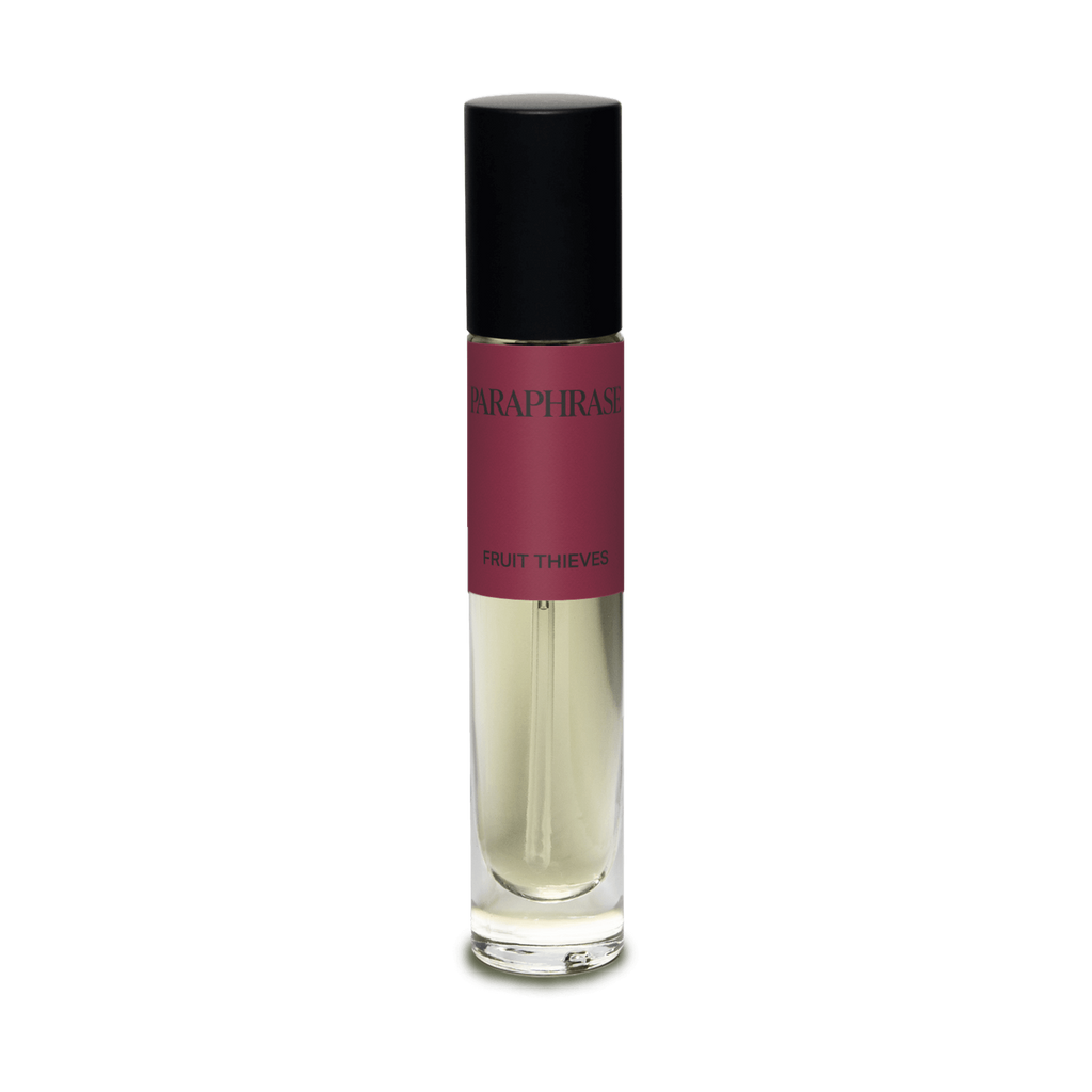 Paraphrase Fruit Thieves travel size rollerball perfume with burgundy label