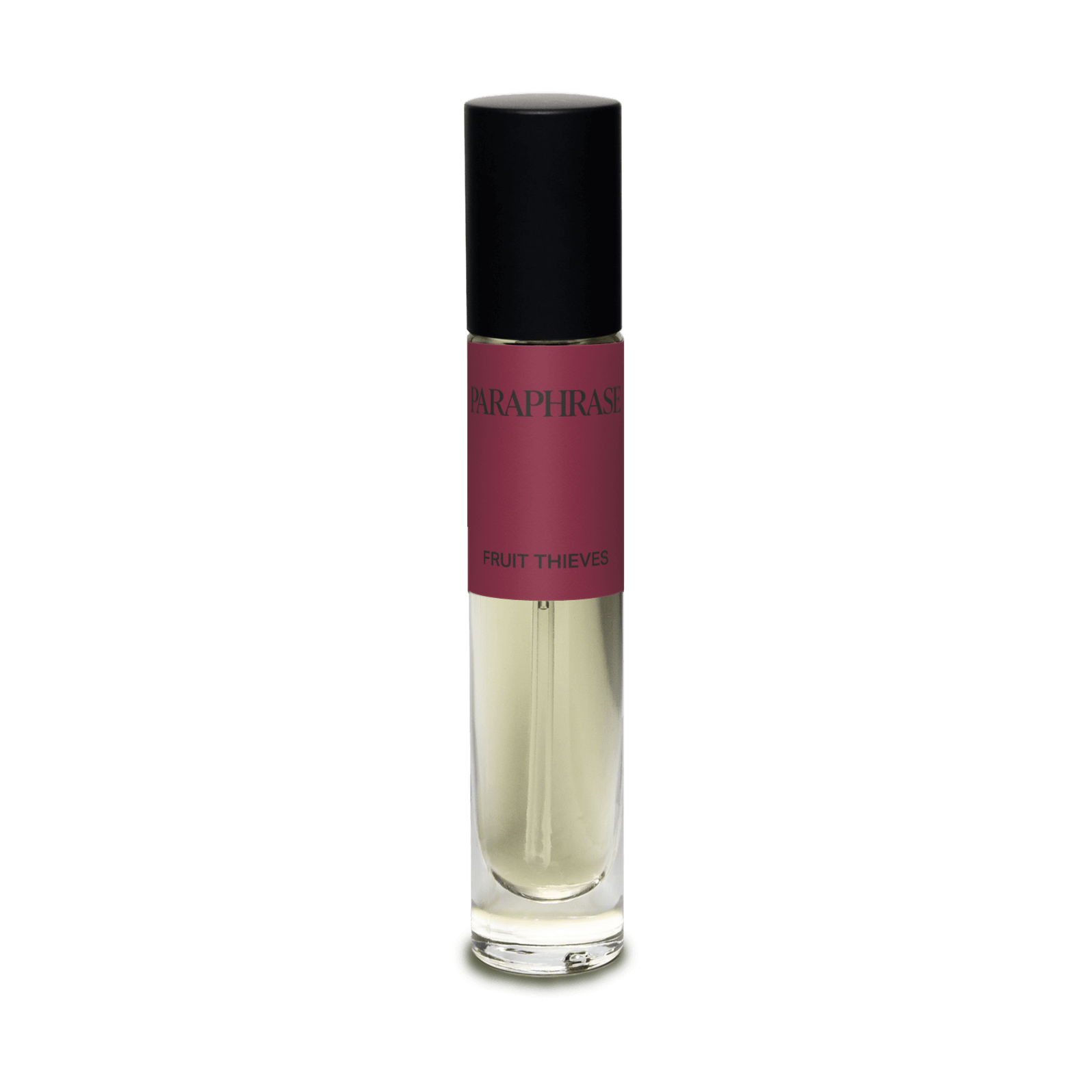 Paraphrase Fruit Thieves travel size rollerball perfume with burgundy label